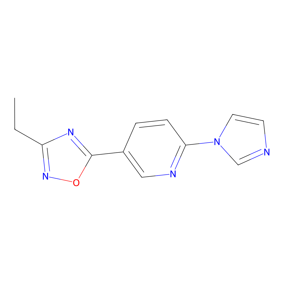5-(3-ethyl-1,2,4-oxadiazol-5-yl)-2-(1H-imidazol-1-yl)pyridine molecular structure, CAS 1986428-39-0