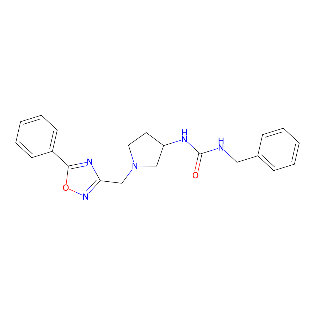 N-benzyl-N'-{1-[(5-phenyl-1,2,4-oxadiazol-3-yl)methyl]pyrrolidin-3-yl}urea molecular structure, CAS 1986428-71-0