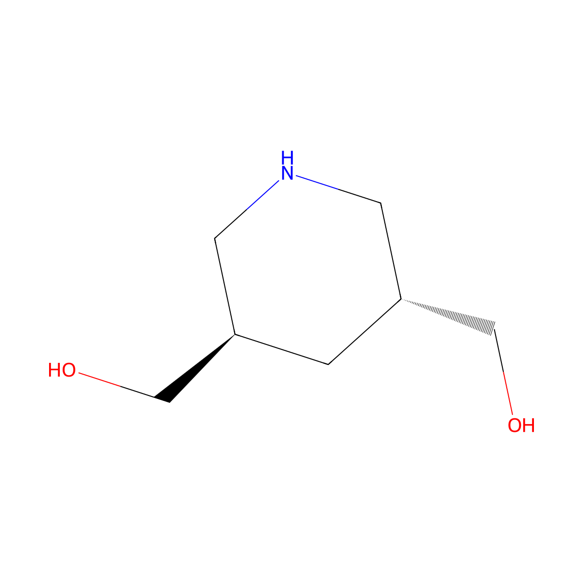 rel-((3R,5R)-Piperidine-3,5-diyl)dimethanol molecular structure, CAS 1986483-58-2