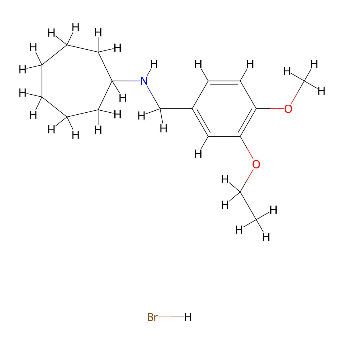 N-(3-ethoxy-4-methoxybenzyl)cycloheptanamine hydrobromide molecular structure, CAS 1986483-85-5