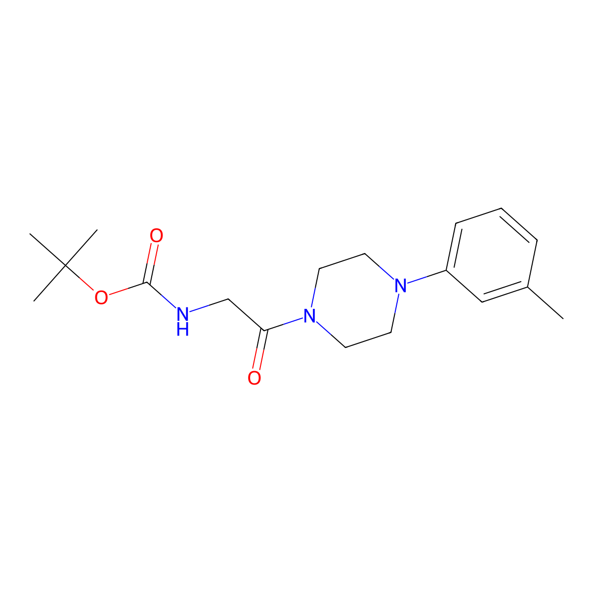 1-Tert-butoxycarbonyl-2-[4-(3-methylphenyl)piperazin-1-yl]-2-oxoethylamine molecular structure, CAS 1986486-71-8