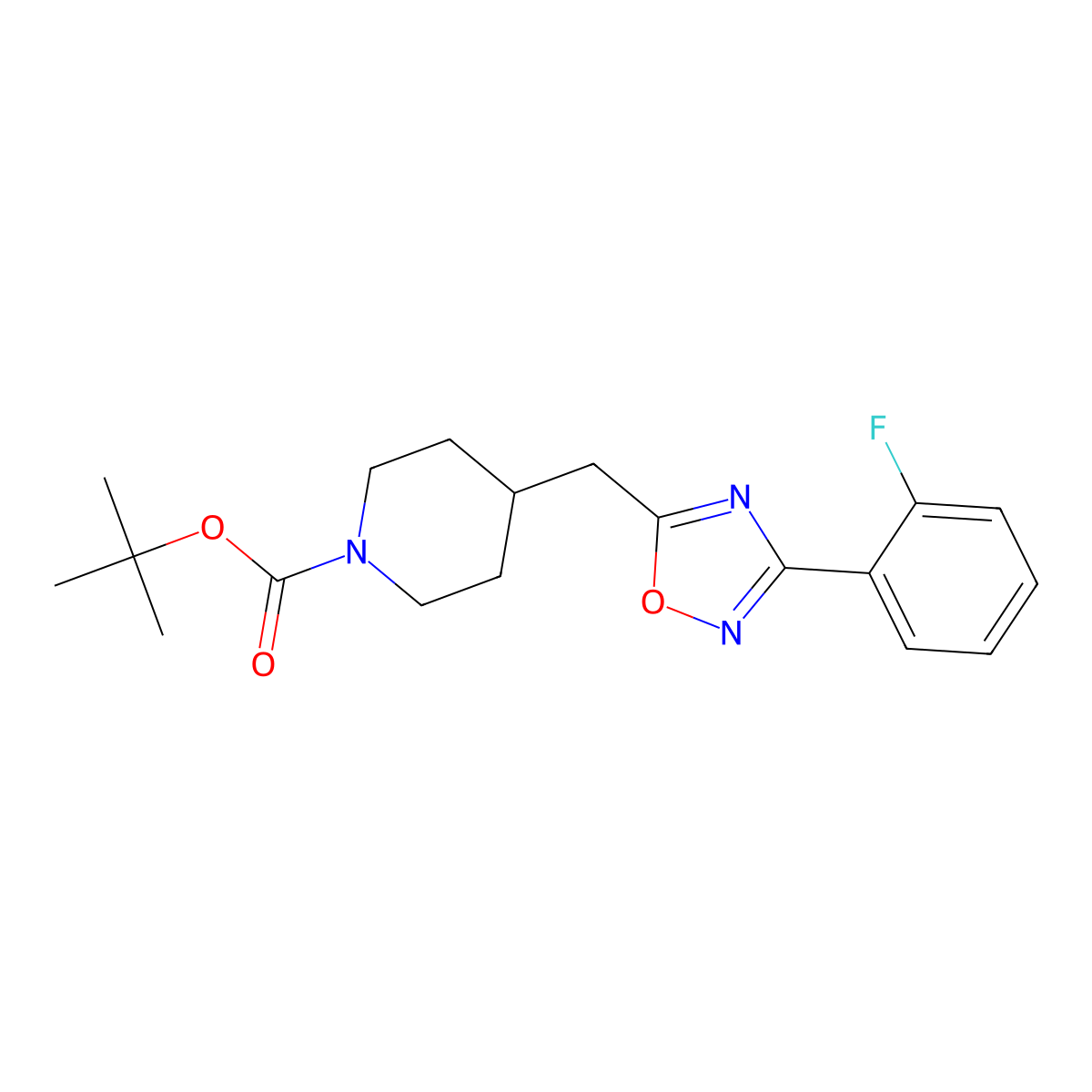 Tert-butyl 4-{[3-(2-fluorophenyl)-1,2,4-oxadiazol-5-yl]methyl}piperidine-1-carboxylate molecular structure, CAS 1986486-73-0