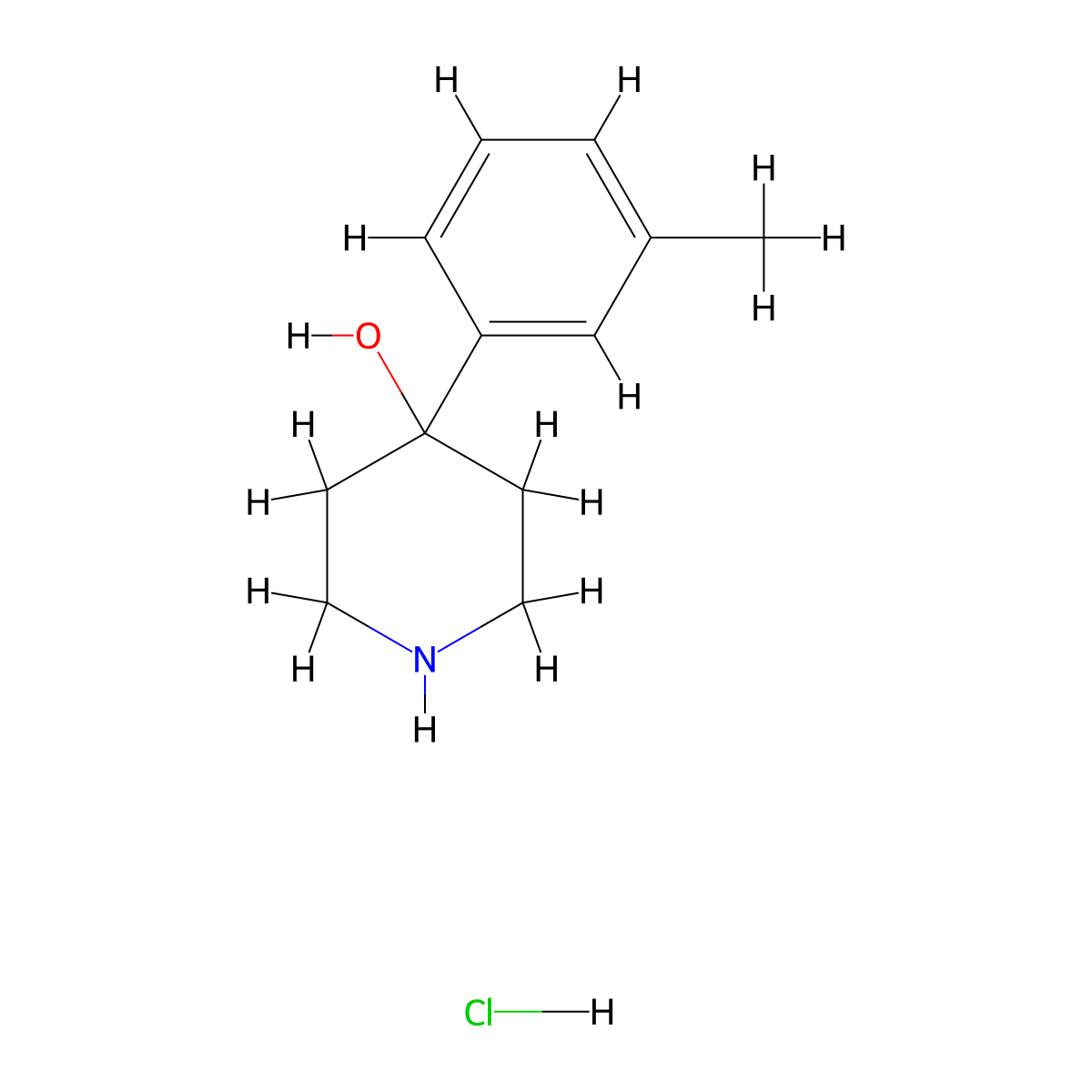 4-(3-Methylphenyl)-4-hydroxypiperidine hydrochloride molecular structure, CAS 198649-00-2