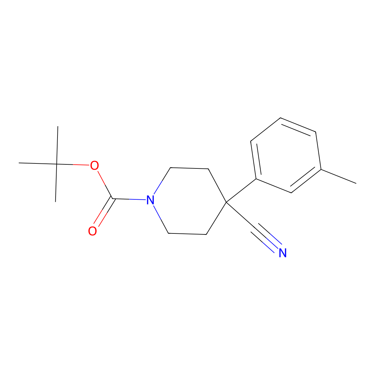 1-Boc-4-cyano-4-(3-methylphenyl)-piperidine molecular structure, CAS 198649-43-3