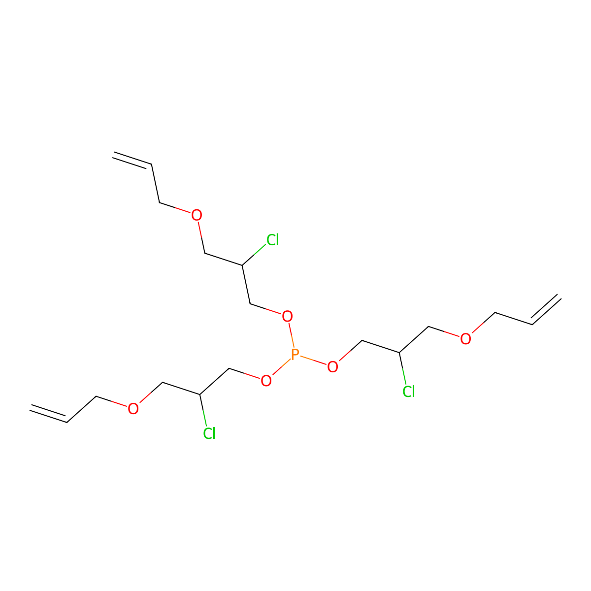 1-Propanol, 2-chloro-3-(2-propen-1-yloxy)-, 1,1',1''-phosphite molecular structure, CAS 19865-30-6