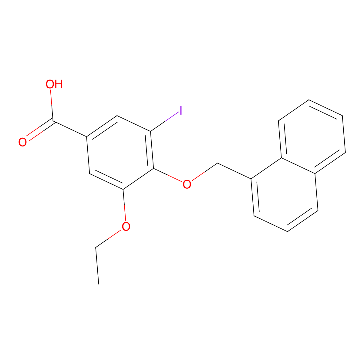 3-Ethoxy-5-iodo-4-(naphthalen-1-ylmethoxy)benzoic acid molecular structure, CAS 1986518-02-8