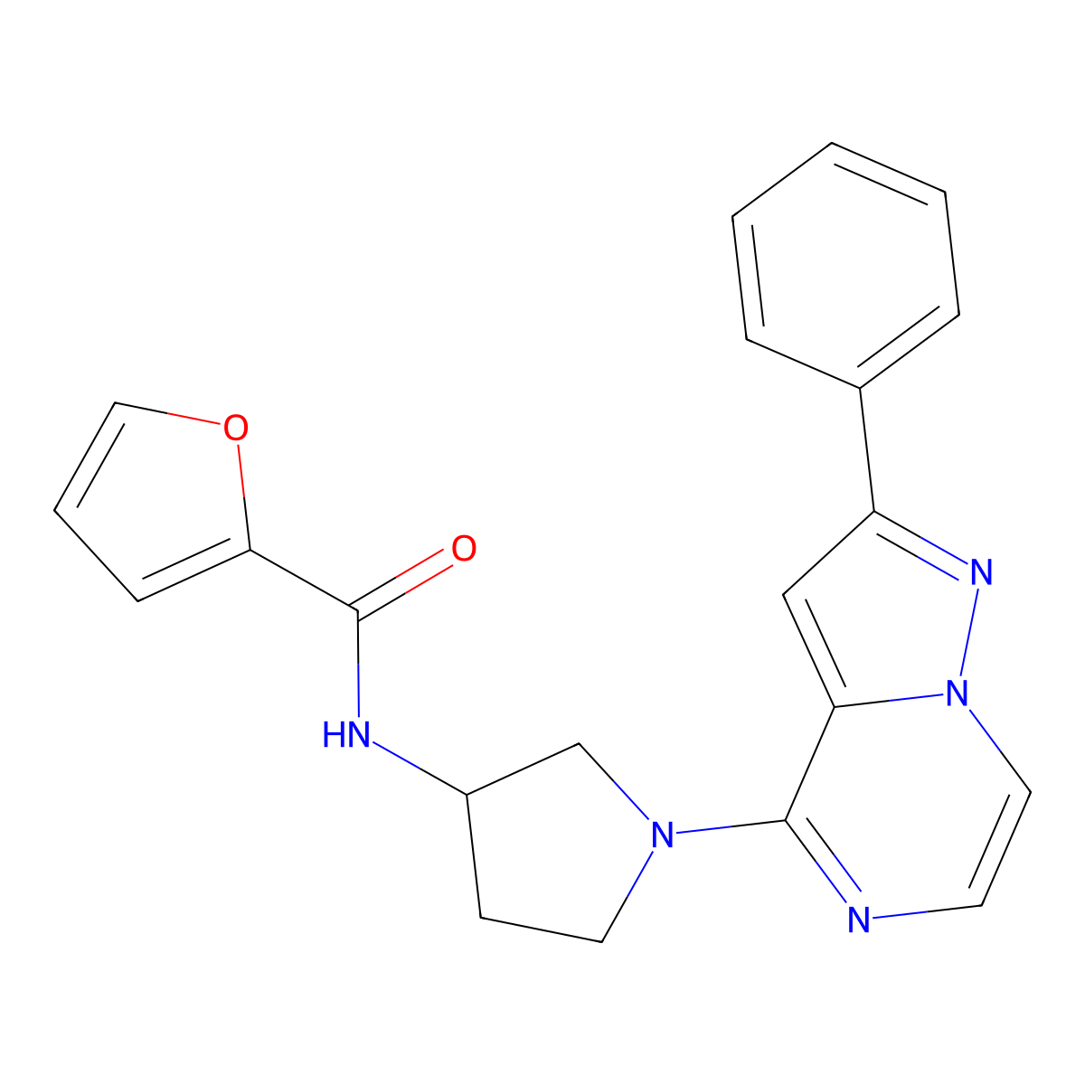 N-[1-(2-phenylpyrazolo[1,5-a]pyrazin-4-yl)pyrrolidin-3-yl]-2-furamide molecular structure, CAS 1986519-04-3