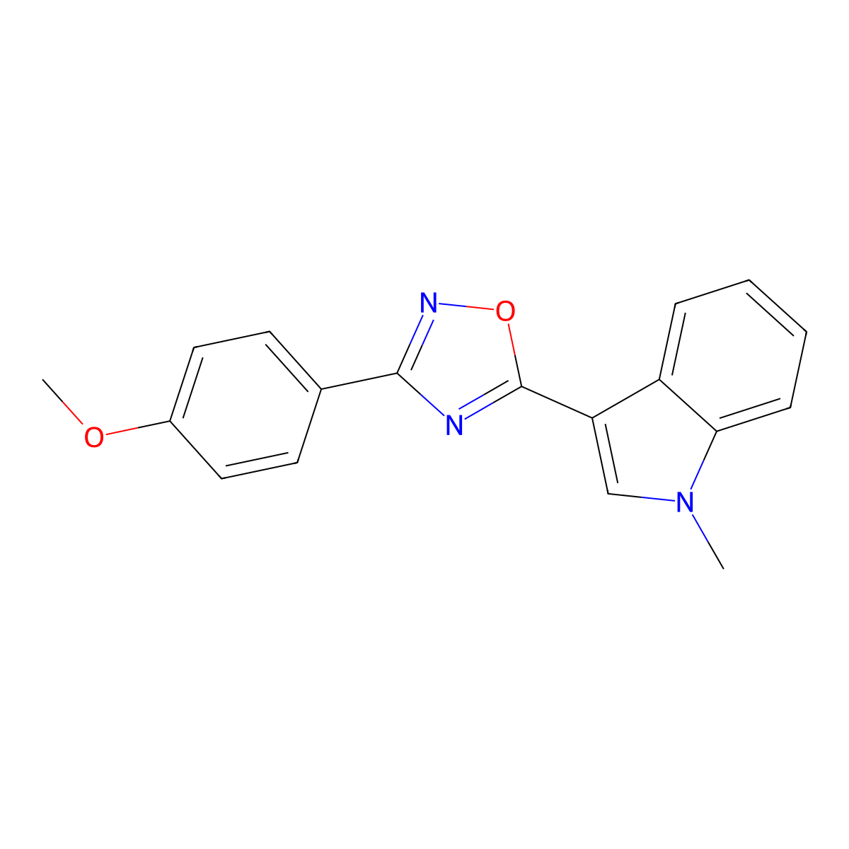 3-[3-(4-methoxyphenyl)-1,2,4-oxadiazol-5-yl]-1-methyl-1H-indole molecular structure, CAS 1986519-09-8