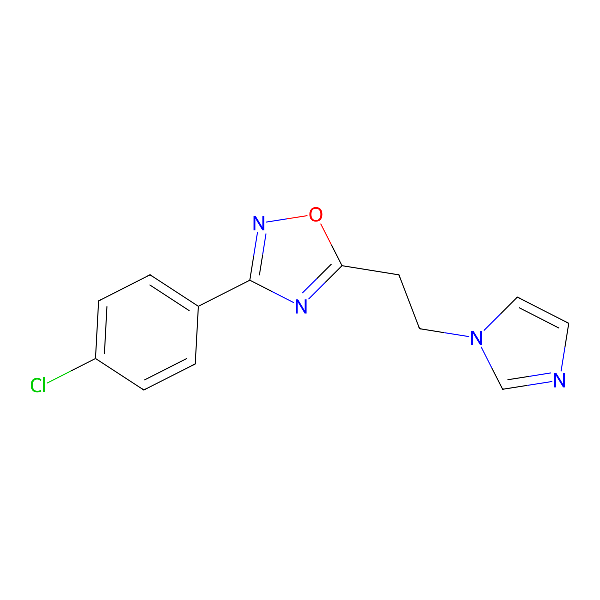 3-(4-chlorophenyl)-5-[2-(1H-imidazol-1-yl)ethyl]-1,2,4-oxadiazole molecular structure, CAS 1986519-16-7