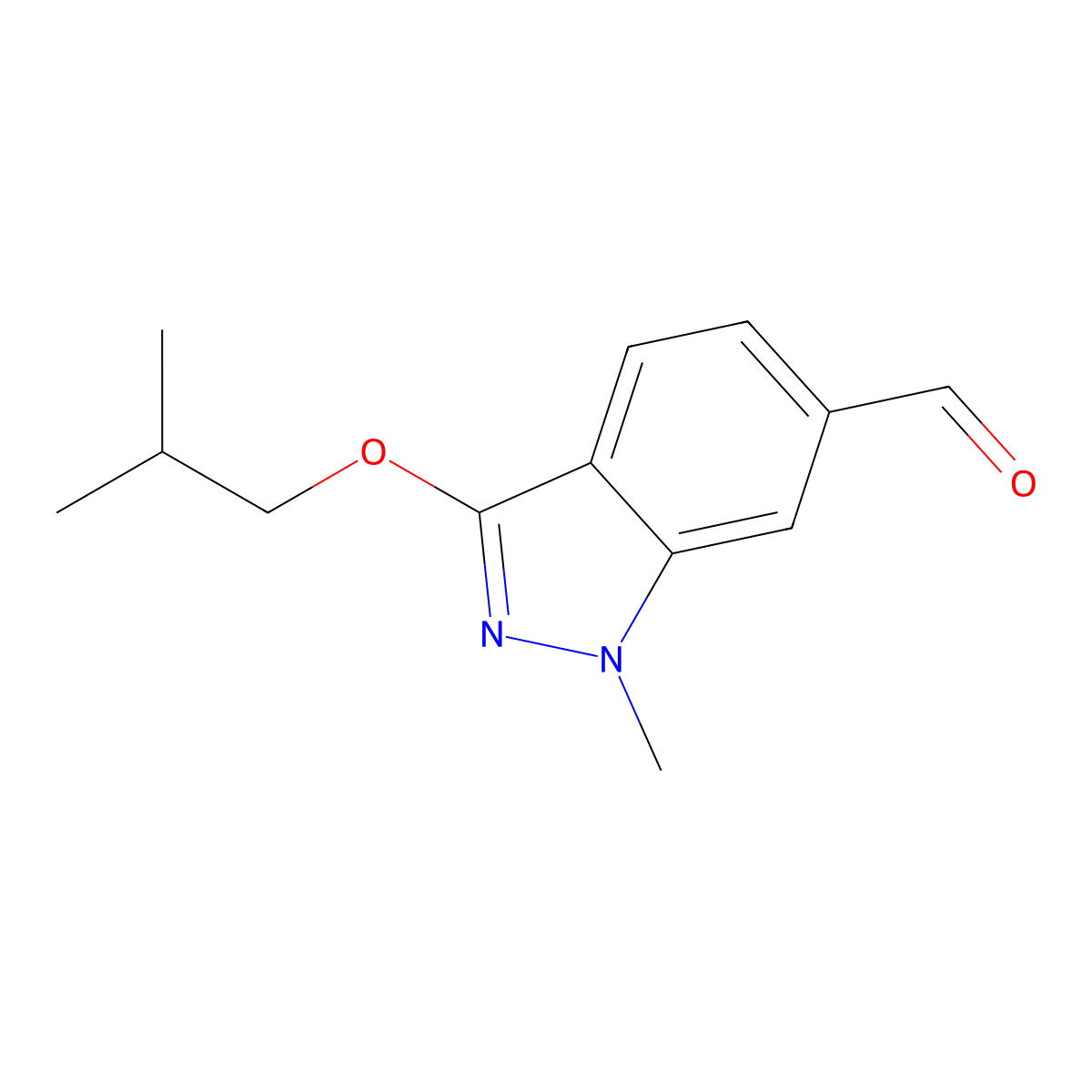 1-methyl-3-(2-methylpropoxy)-1H-indazole-6-carbaldehyde molecular structure, CAS 1986542-37-3
