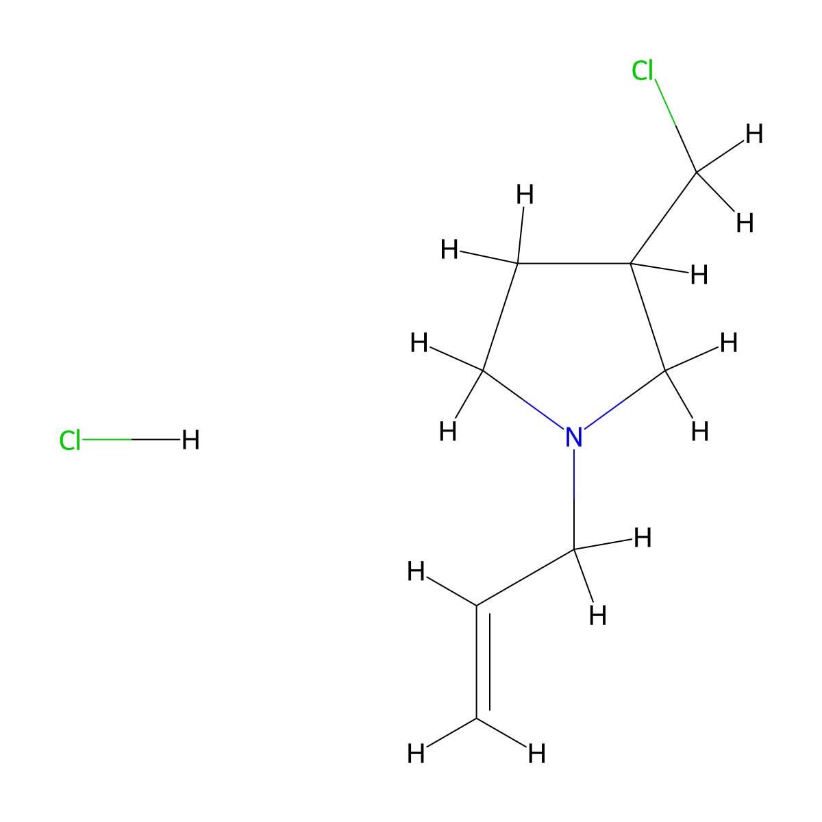 1-Allyl-3-(chloromethyl)pyrrolidine hydrochloride molecular structure, CAS 1986543-47-8
