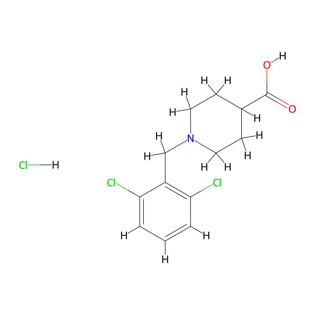 1-(2,6-Dichlorobenzyl)piperidine-4-carboxylic acid hydrochloride molecular structure, CAS 1986543-62-7