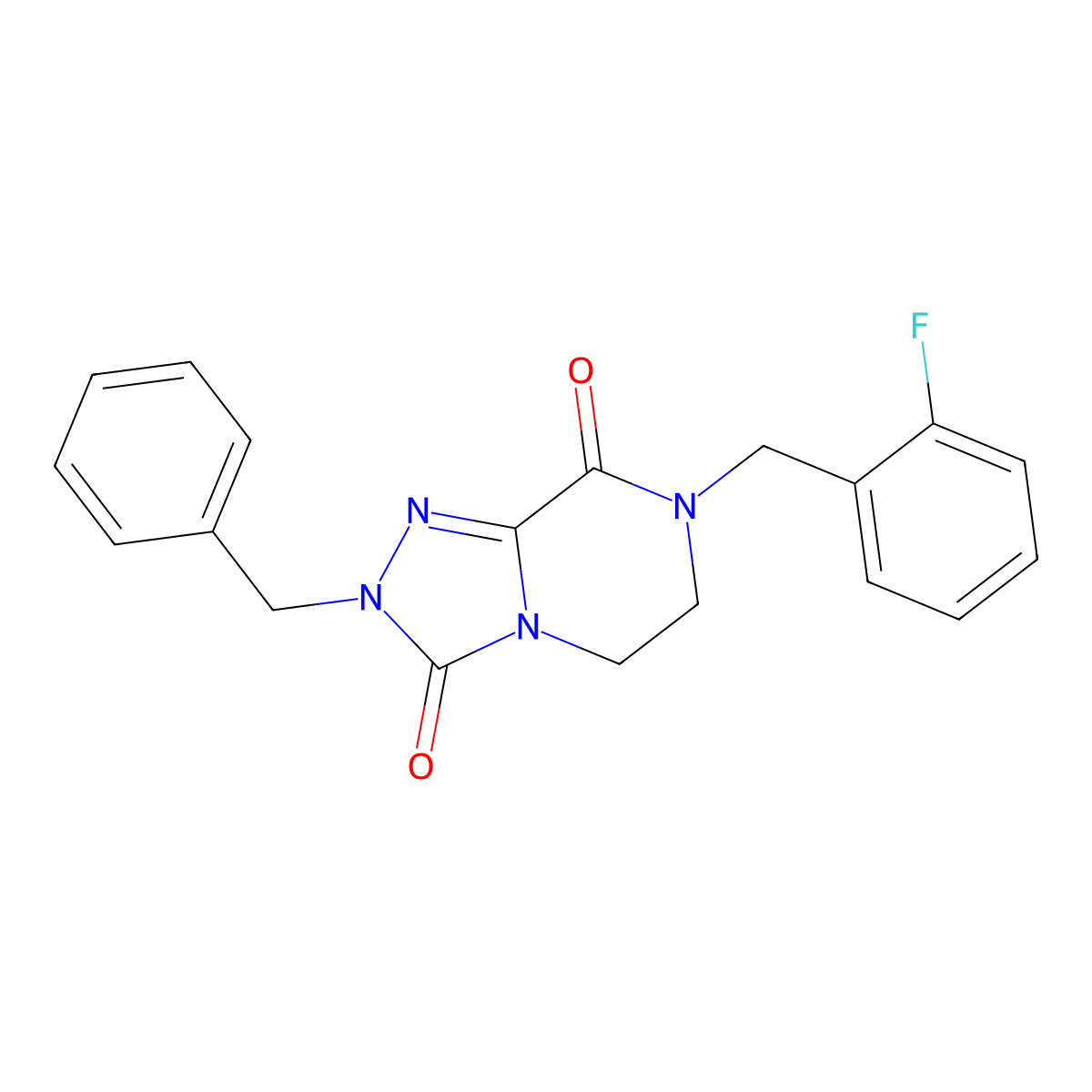 2-benzyl-7-(2-fluorobenzyl)-6,7-dihydro[1,2,4]triazolo[4,3-a]pyrazine-3,8(2H,5H)-dione molecular structure, CAS 1986545-44-1