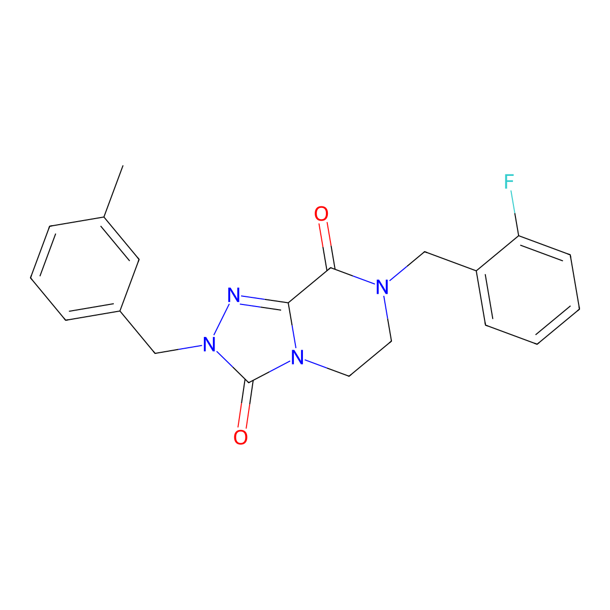7-(2-fluorobenzyl)-2-(3-methylbenzyl)-6,7-dihydro[1,2,4]triazolo[4,3-a]pyrazine-3,8(2H,5H)-dione molecular structure, CAS 1986545-56-5