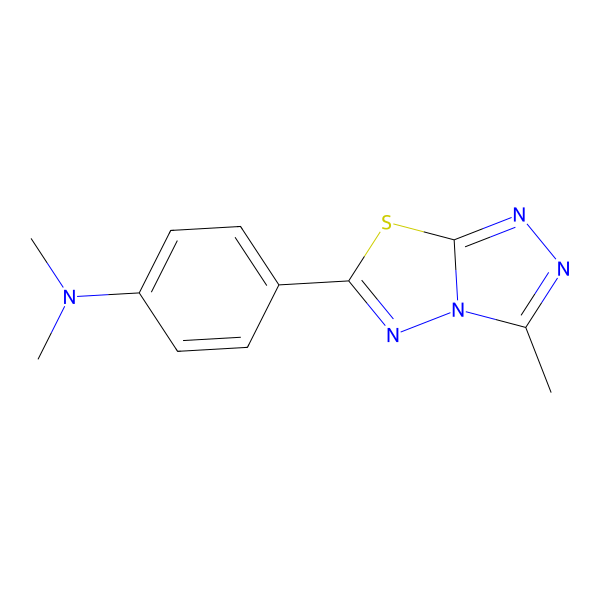 N,N-dimethyl-4-(3-methyl[1,2,4]triazolo[3,4-b][1,3,4]thiadiazol-6-yl)aniline molecular structure, CAS 1986547-19-6