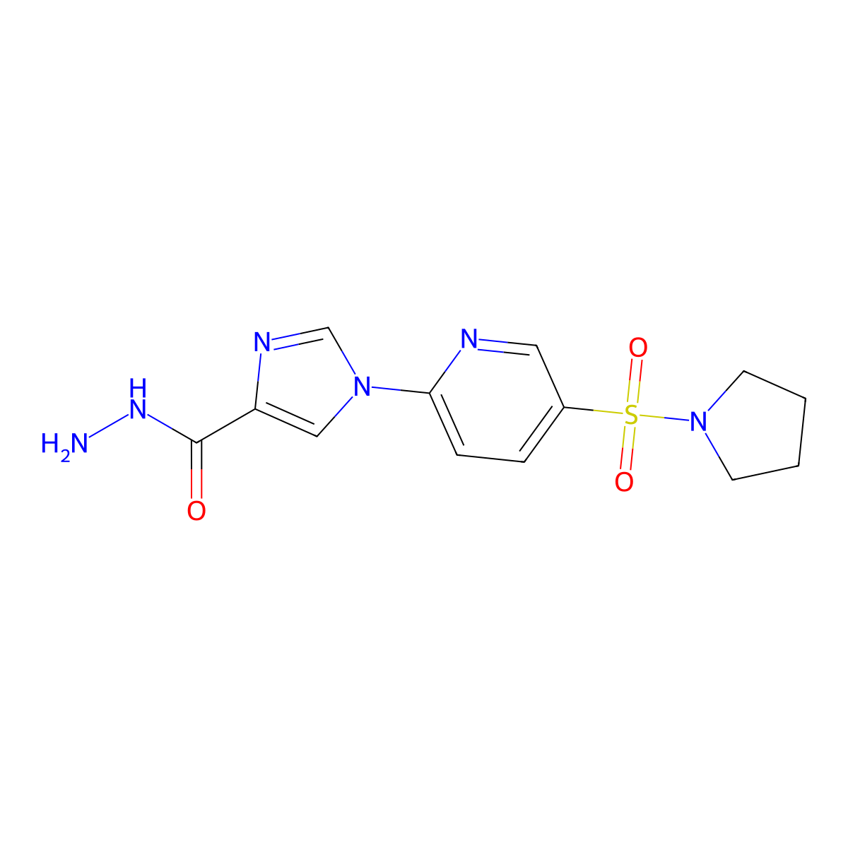 1-[5-(pyrrolidin-1-ylsulfonyl)pyridin-2-yl]-1H-imidazole-4-carbohydrazide molecular structure, CAS 1986550-08-6