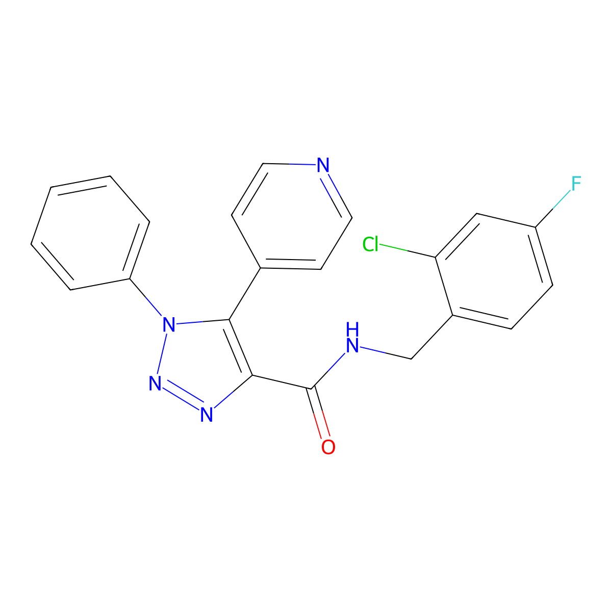 N-(2-chloro-4-fluorobenzyl)-1-phenyl-5-pyridin-4-yl-1H-1,2,3-triazole-4-carboxamide molecular structure, CAS 1986550-25-7