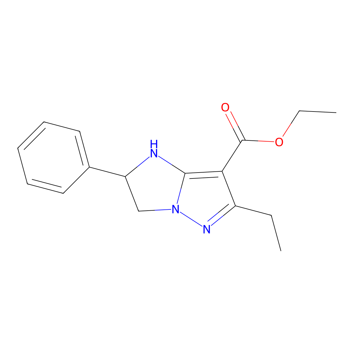 ethyl 6-ethyl-2-phenyl-2,3-dihydro-1H-imidazo[1,2-b]pyrazole-7-carboxylate molecular structure, CAS 1986550-37-1