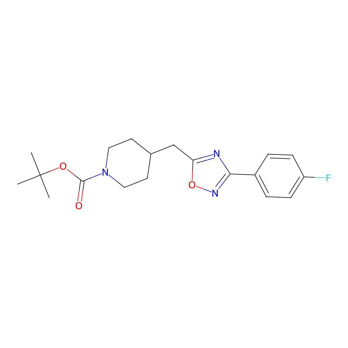 Tert-butyl 4-{[3-(4-fluorophenyl)-1,2,4-oxadiazol-5-yl]methyl}piperidine-1-carboxylate molecular structure, CAS 1986550-47-3