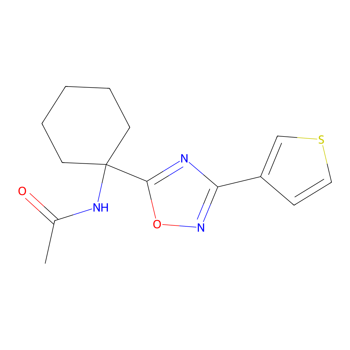 N-{1-[3-(3-thienyl)-1,2,4-oxadiazol-5-yl]cyclohexyl}acetamide molecular structure, CAS 1986550-50-8