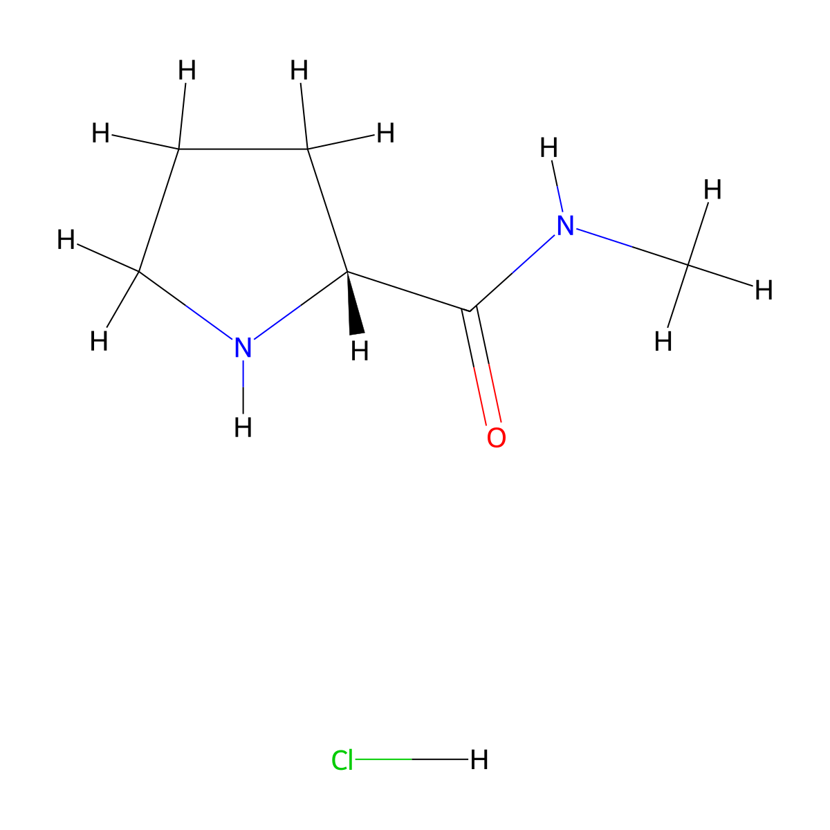 (2R)-N-methylpyrrolidine-2-carboxamide hydrochloride molecular structure, CAS 1986576-34-4
