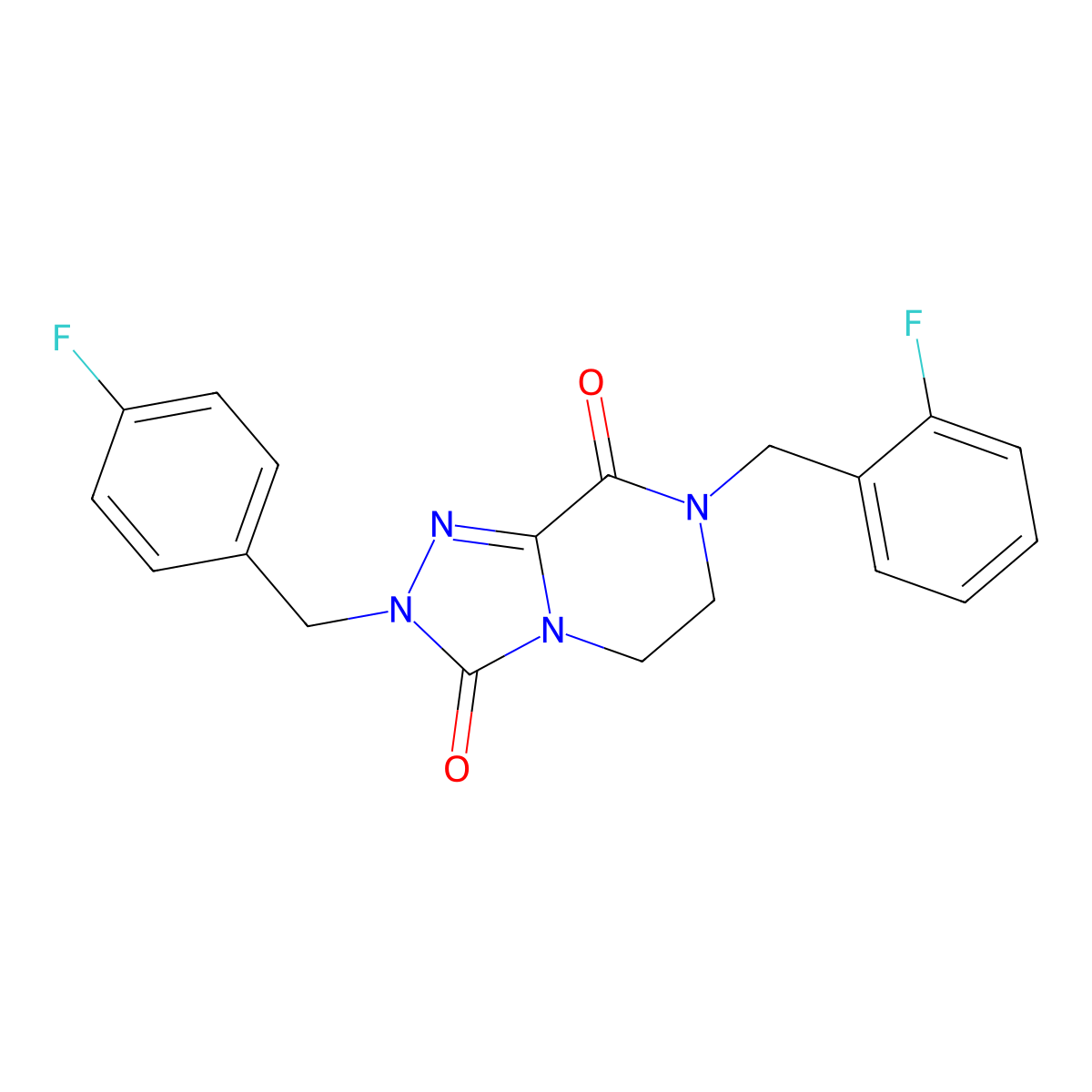 7-(2-fluorobenzyl)-2-(4-fluorobenzyl)-6,7-dihydro[1,2,4]triazolo[4,3-a]pyrazine-3,8(2H,5H)-dione molecular structure, CAS 1986682-26-1