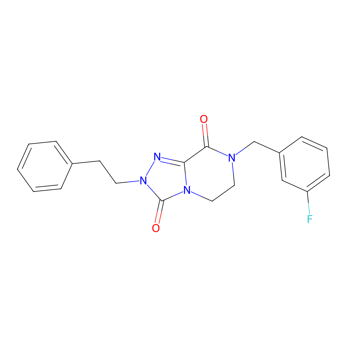 7-(3-fluorobenzyl)-2-(2-phenylethyl)-6,7-dihydro[1,2,4]triazolo[4,3-a]pyrazine-3,8(2H,5H)-dione molecular structure, CAS 1986683-58-2