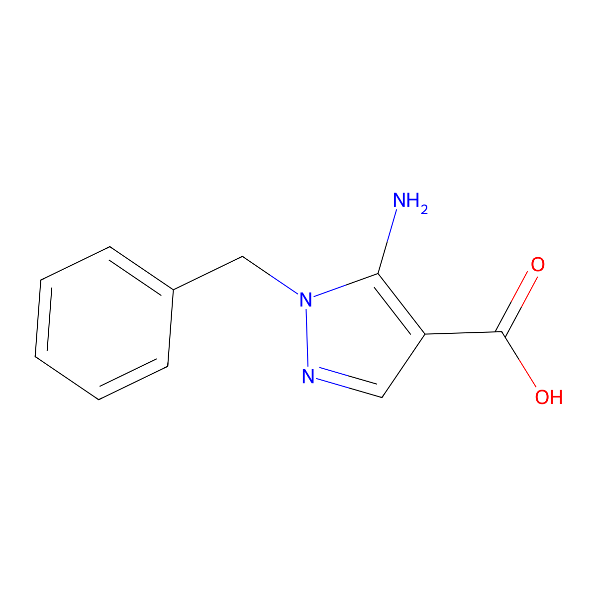 5-amino-1-benzyl-1H-pyrazole-4-carboxylic acid molecular structure, CAS 19867-63-1
