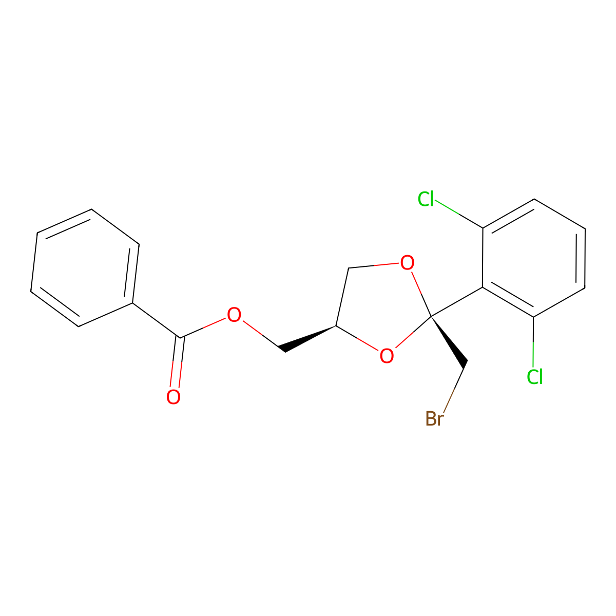 cis-Bromo-ester [cis-2-(2,4-Dichlorophenyl)-2-bromomethyl-4-(benzoyloxy)-methyl-1,3-dioxalane] molecular structure, CAS 1986769-97-4