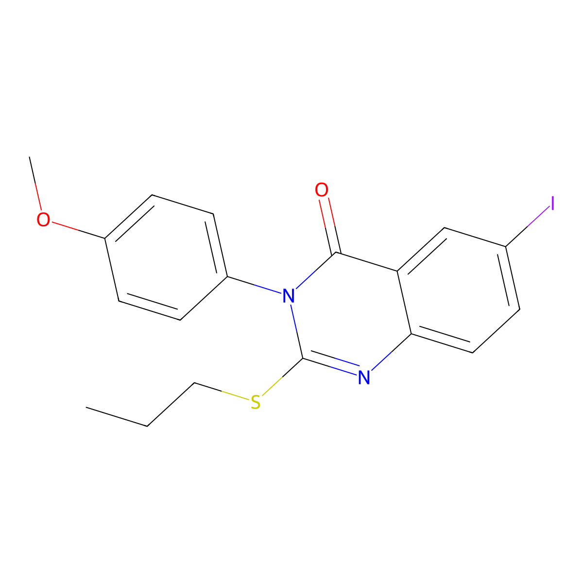 6-Iodo-3-(4-methoxyphenyl)-2-propylsulfanylquinazolin-4-one molecular structure, CAS 19868-47-4