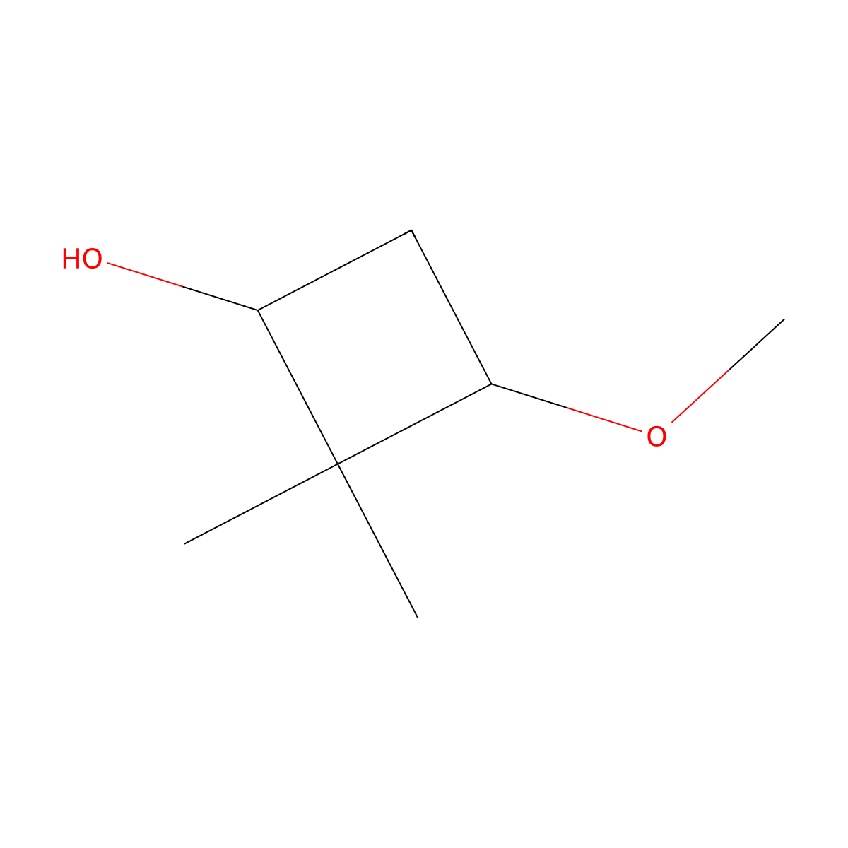 3-Methoxy-2,2-dimethylcyclobutan-1-ol molecular structure, CAS 19868-68-9