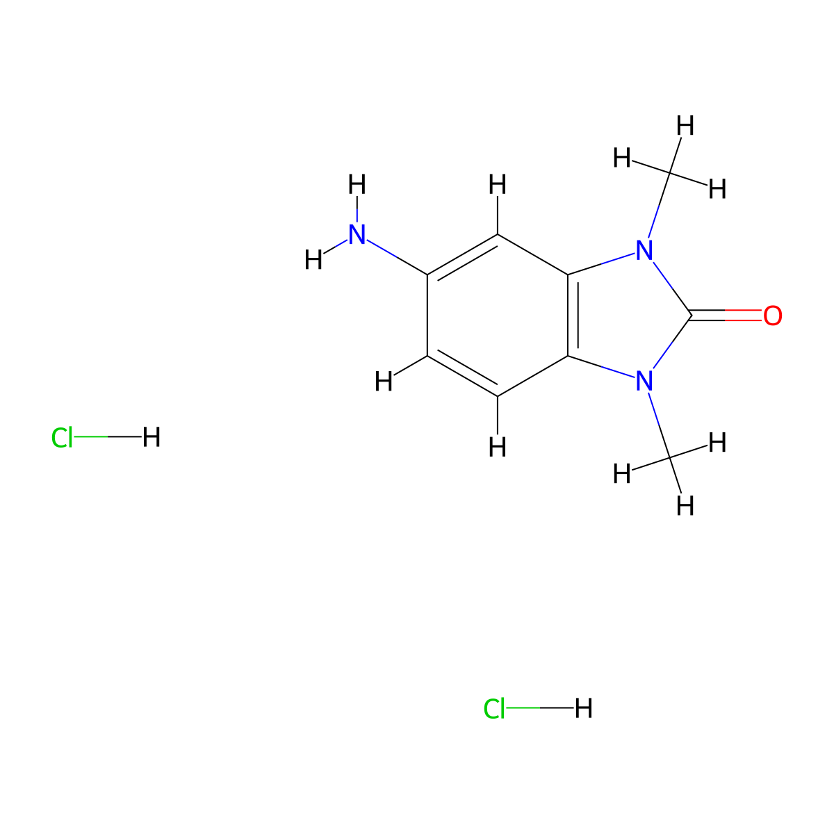 2H-benzimidazol-2-one, 5-amino-1,3-dihydro-1,3-dimethyl-, dihydrochloride molecular structure, CAS 1986846-08-5