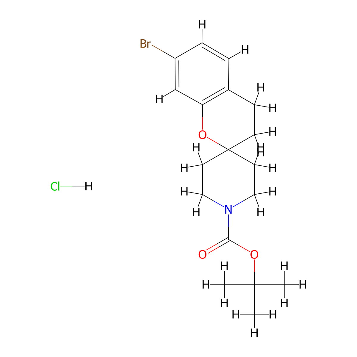 tert-Butyl 7-bromo-3,4-dihydro-1'H-spiro[chromene-2,4'-piperidine]-1'-carboxylate hydrochloride molecular structure, CAS 1986846-23-4