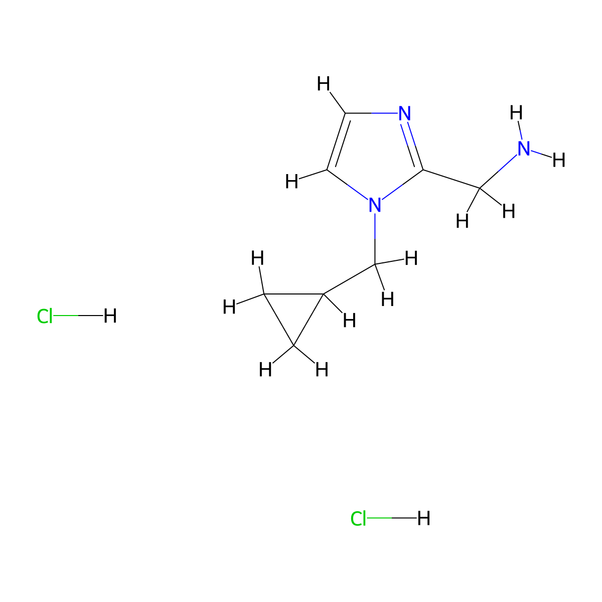{[1-(Cyclopropylmethyl)-1H-imidazol-2-yl]methyl}amine dihydrochloride molecular structure, CAS 1986846-63-2