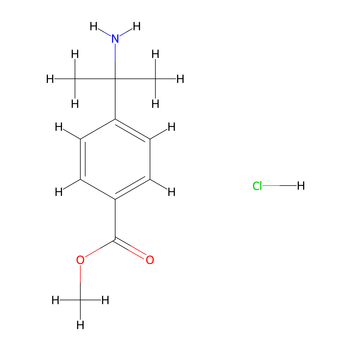 Methyl 4-(2-aminopropan-2-yl)benzoate hydrochloride molecular structure, CAS 1986887-52-8