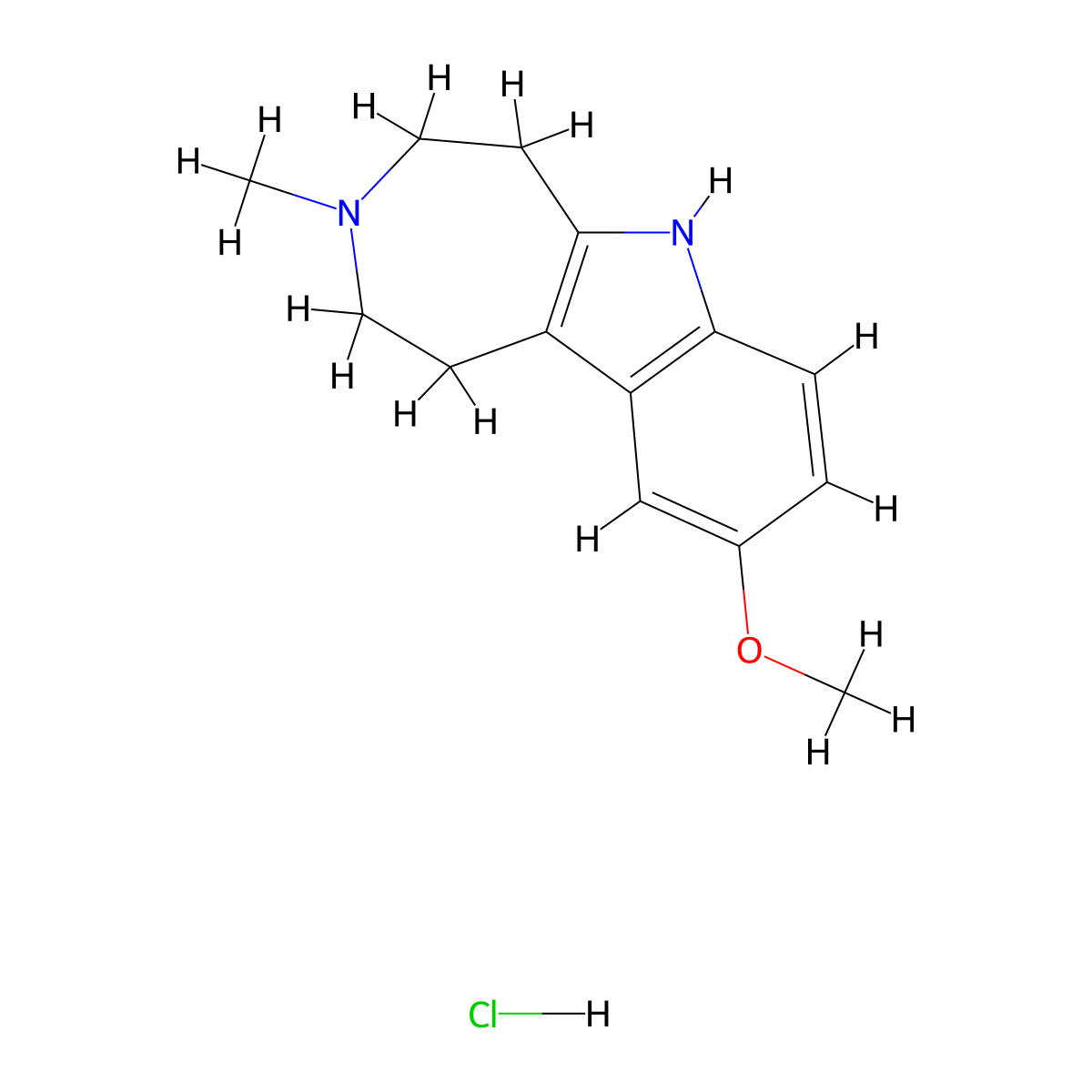 9-Methoxy-3-methyl-1,2,3,4,5,6-hexahydroazepino[4,5-b]indole hydrochloride molecular structure, CAS 19869-44-4