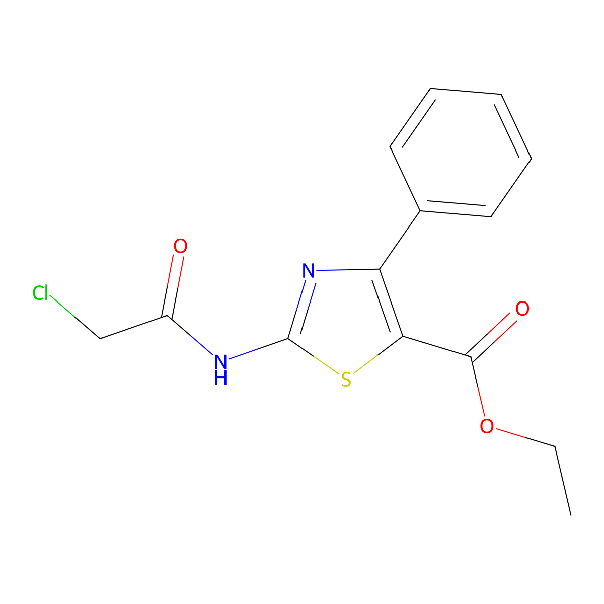 Ethyl 2-(2-chloroacetamido)-4-phenyl-1,3-thiazole-5-carboxylate molecular structure, CAS 19869-61-5