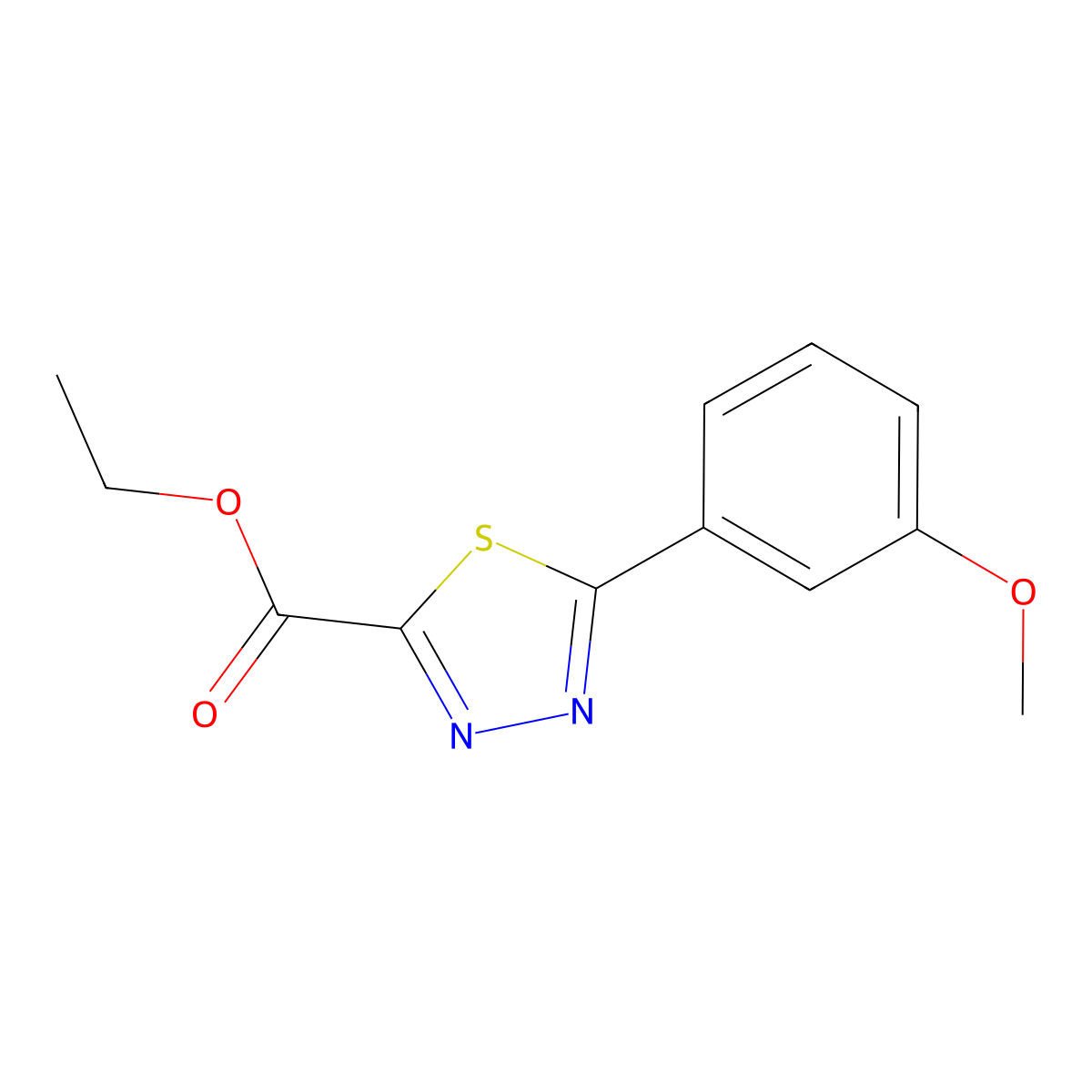 Ethyl 5-(3-methoxyphenyl)-1,3,4-thiadiazole-2-carboxylate molecular structure, CAS 1986908-09-1