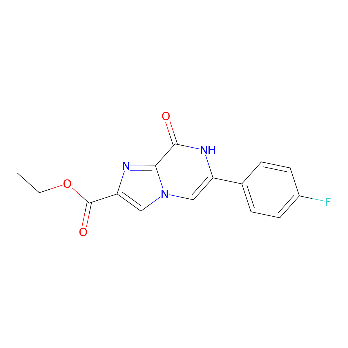 Ethyl 6-(4-fluorophenyl)-8-oxo-7,8-dihydroimidazo[1,2-a]pyrazine-2-carboxylate molecular structure, CAS 1986957-91-8