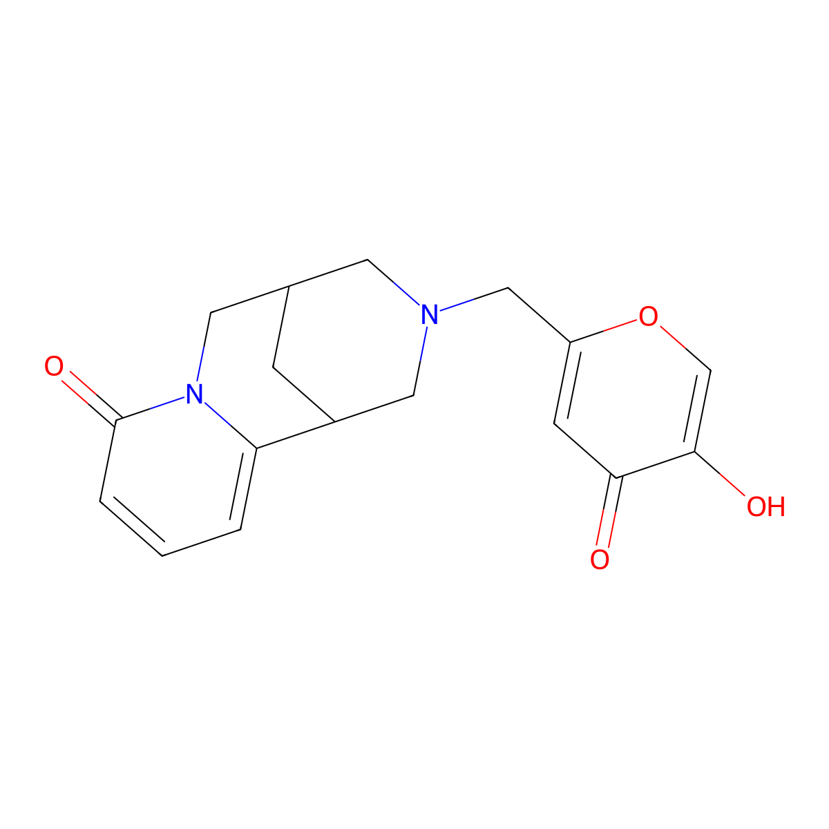 3-[(5-hydroxy-4-oxo-4H-pyran-2-yl)methyl]-1,2,3,4,5,6-hexahydro-8H-1,5-methanopyrido[1,2-a][1,5]diazocin-8-one molecular structure, CAS 1986963-81-8