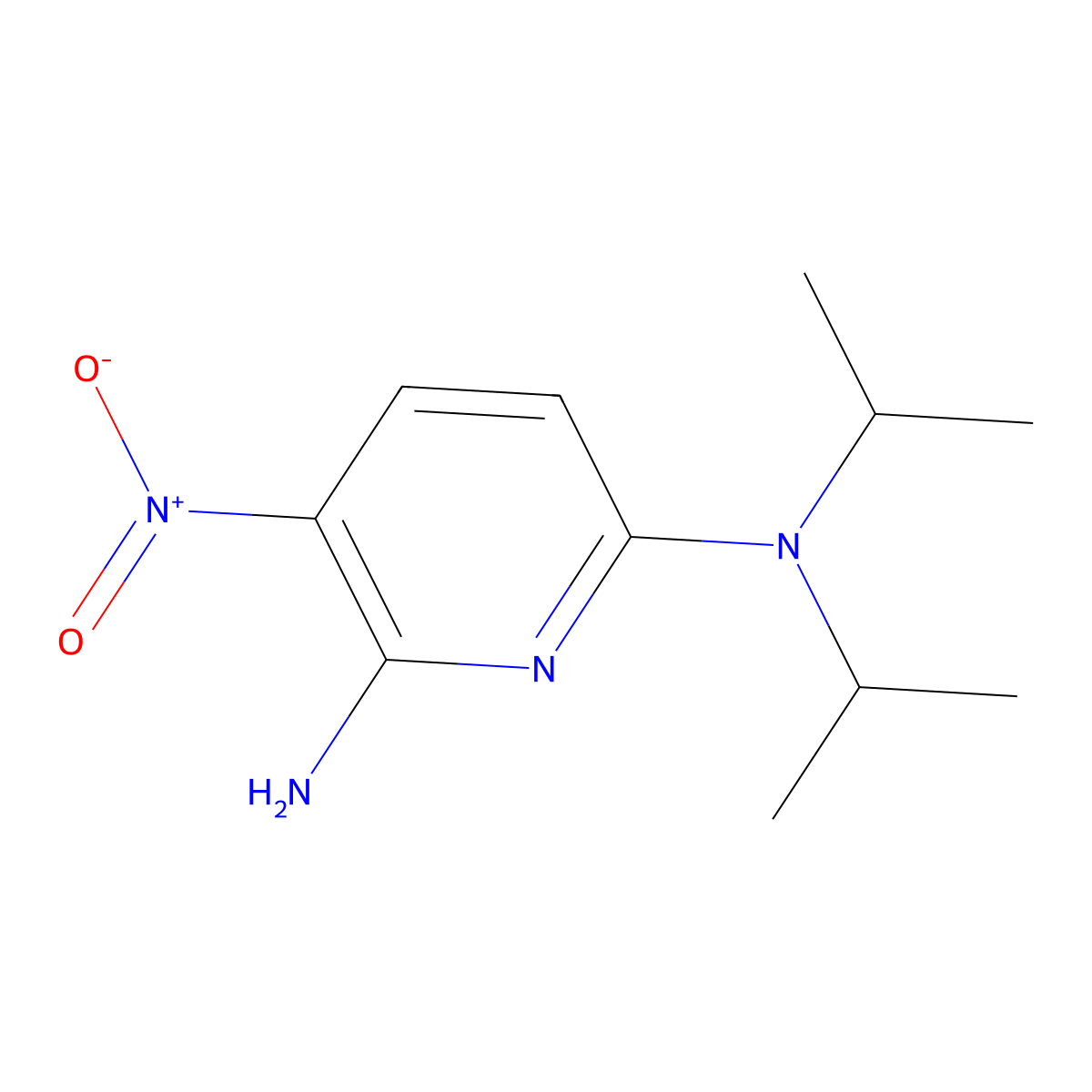 3-nitro-N~6~,N~6~-di(propan-2-yl)pyridine-2,6-diamine molecular structure, CAS 1986963-87-4
