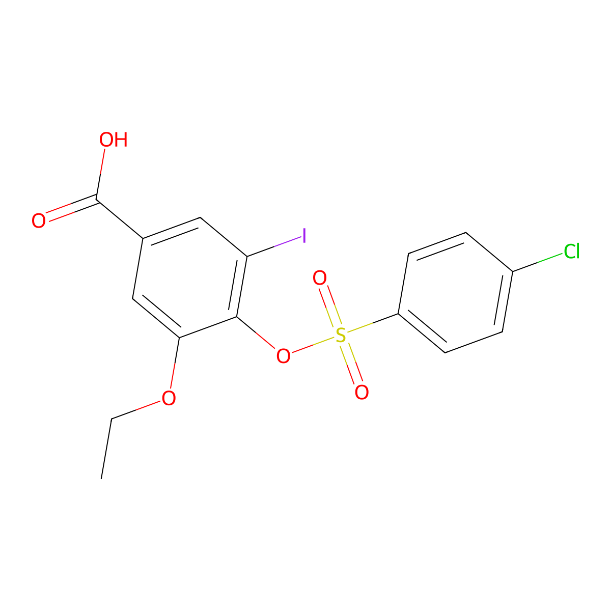 4-{[(4-Chlorophenyl)sulfonyl]oxy}-3-ethoxy-5-iodobenzoic acid molecular structure, CAS 1986963-98-7