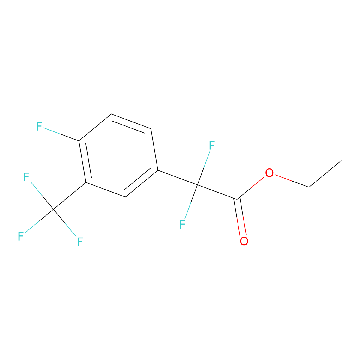 Ethyl 2,2-difluoro-2-[4-fluoro-3-(trifluoromethyl)phenyl]acetate molecular structure, CAS 1986992-00-0