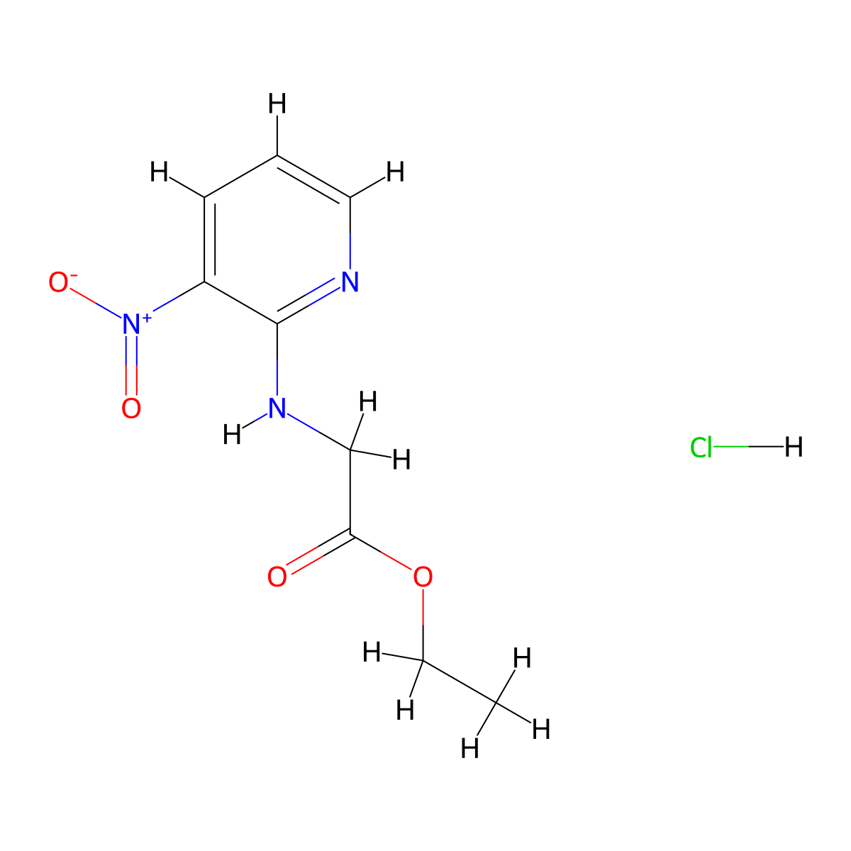 Ethyl [(3-nitropyridin-2-yl)-amino]acetate hydrochloride molecular structure, CAS 1987007-93-1