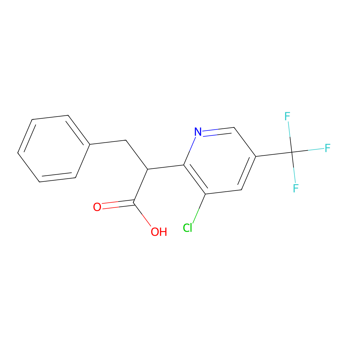 2-[3-Chloro-5-(trifluoromethyl)-2-pyridyl]-3-phenylpropanoic acid molecular structure, CAS 1987008-07-0