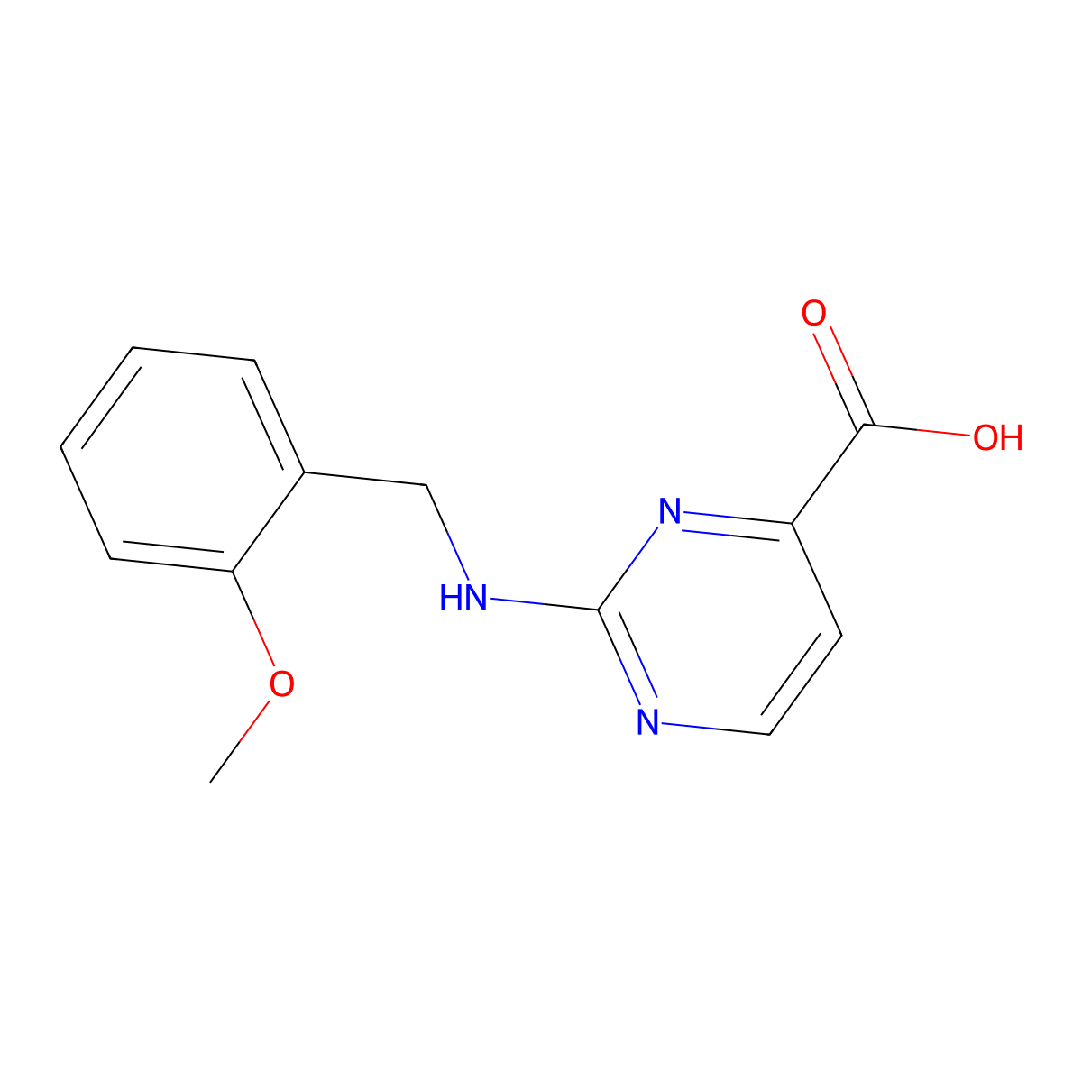 2-{[(2-Methoxyphenyl)methyl]amino}pyrimidine-4-carboxylic acid molecular structure, CAS 1987014-05-0