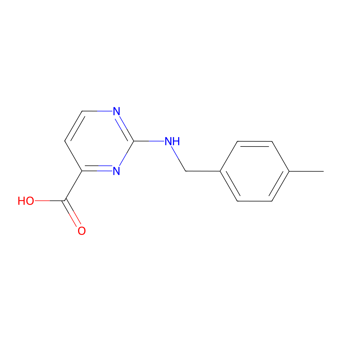 2-{[(4-Methylphenyl)methyl]amino}pyrimidine-4-carboxylic acid molecular structure, CAS 1987014-27-6
