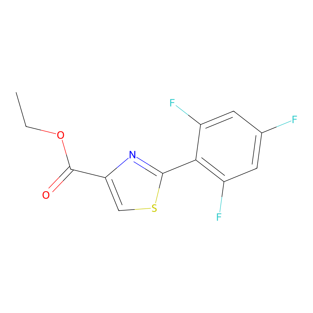 Ethyl 2-(2,4,6-Trifluorophenyl)thiazole-4-carboxylate molecular structure, CAS 1987035-05-1