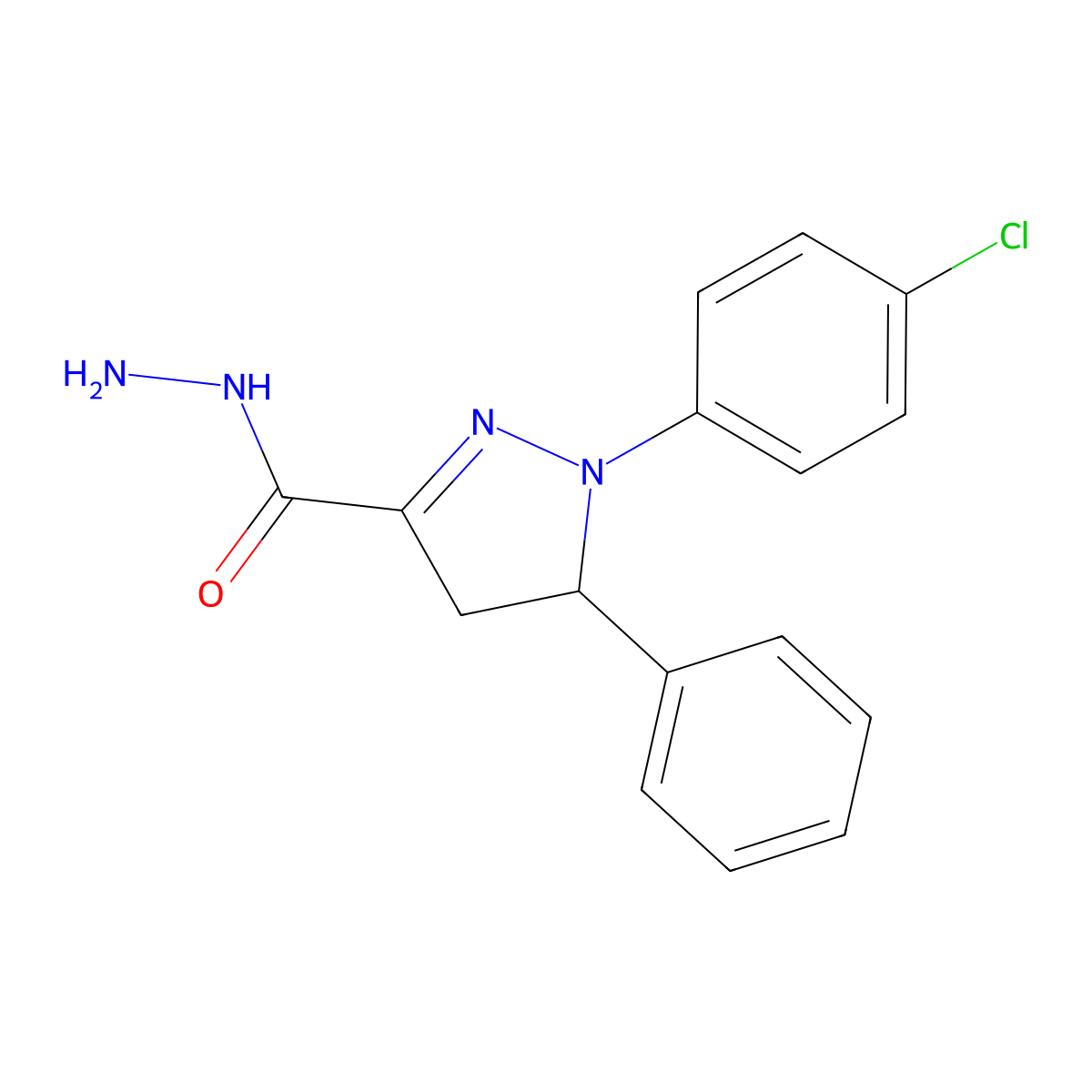 1-(4-Chlorophenyl)-5-phenyl-4,5-dihydro-1H-pyrazole-3-carbohydrazide molecular structure, CAS 1987070-55-2