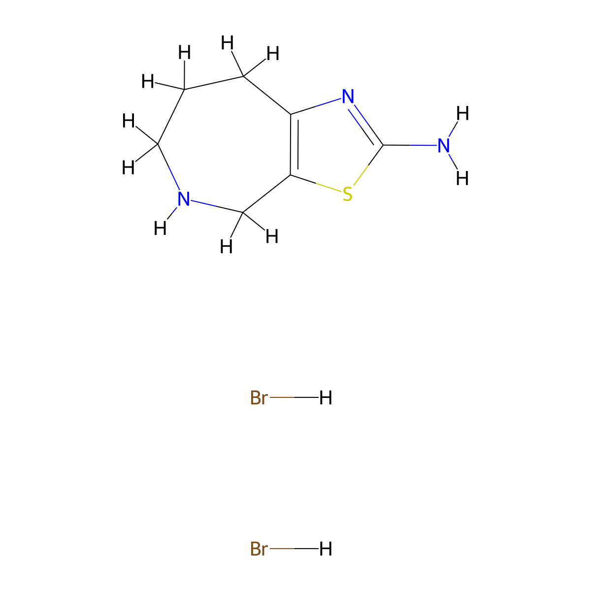 4H,5H,6H,7H,8H-[1,3]thiazolo[5,4-c]azepin-2-amine dihydrobromide molecular structure, CAS 1987076-91-4